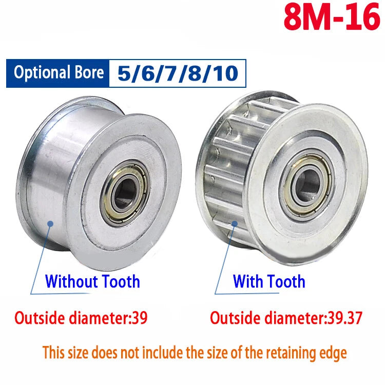 HTD-8M Timing Belt Smooth Tooth Idler Drive Pulley 15 16 20 24 25 30 Tooth
