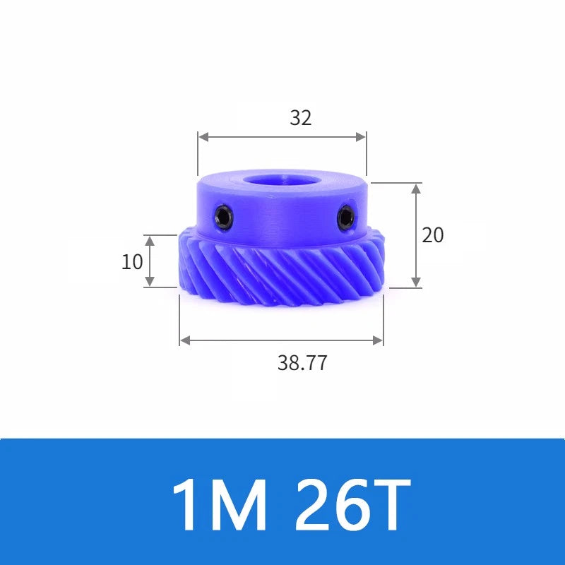 Helical Gears 45° Left Spiral Blue Nylon With Step Transmission Gear 10~26 Teeth