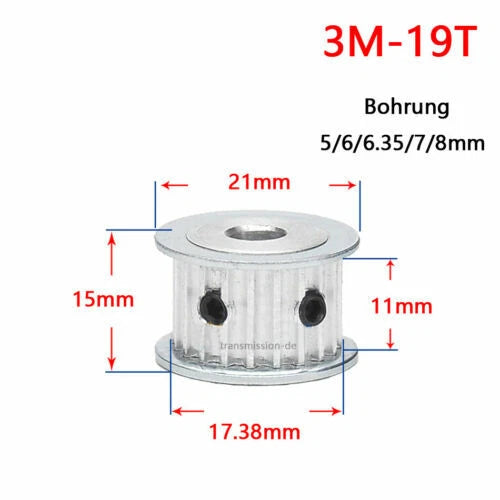 Timing Belt Pulley 3M 12T - 60T Synchronous Wheel for width 10 mm Timing Belts
