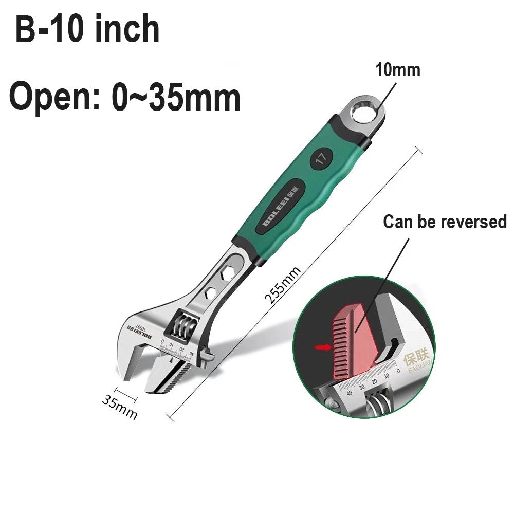 Adjustable Spanner Wrench 6 8 10 12"  Cr-V Steel Metric Scale Strong Grip Handle