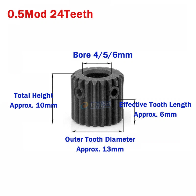 0.5 Mod Spur Gear 20/22/24/26Teeth 45#Steel Pinion Gear Motor Transmission Gears