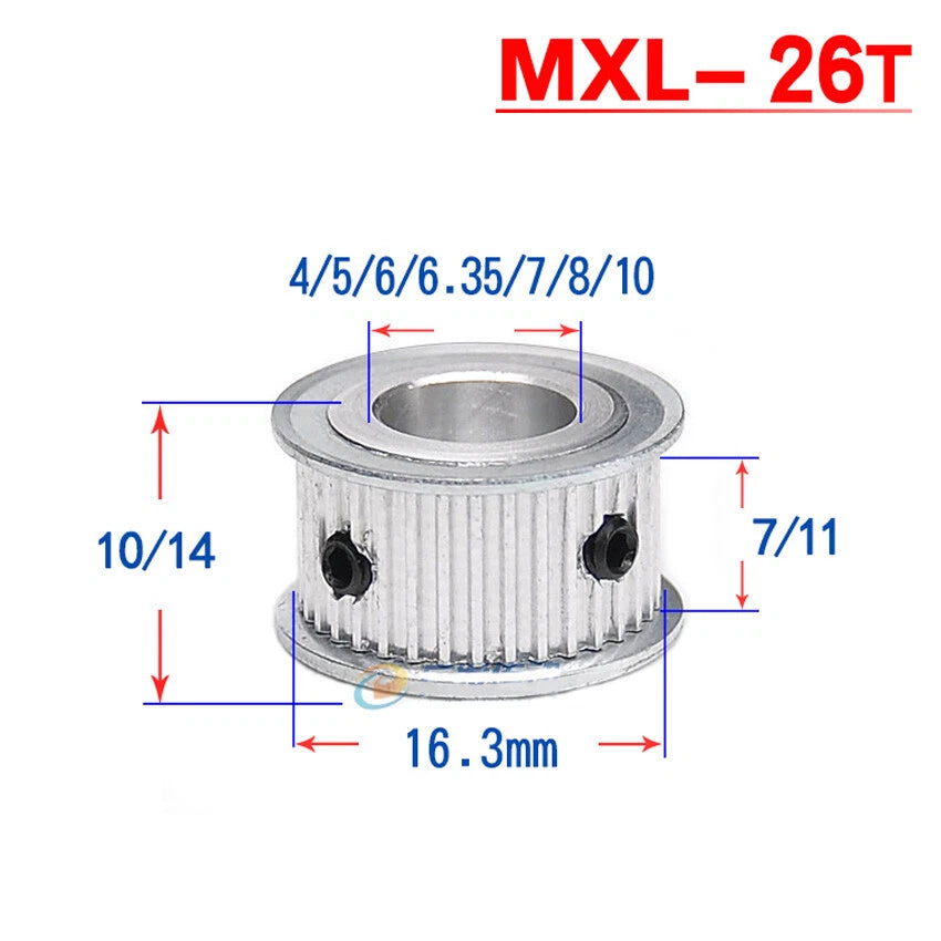 MXL 20T-60T Timing Belts Pulley Pitch 2.032mm AF-type CNC Drive Width 7mm 11mm