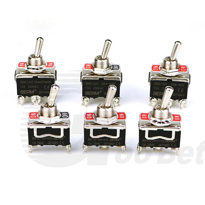 Toggle Switch SPST SPDT DPST DPDT 250V AC 15A — E-TEN & BEM Series with Waterproof Cover