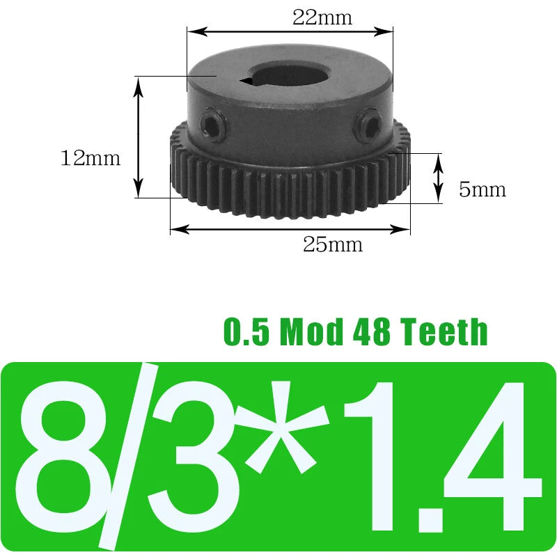 0.5 Mod 48 Teeth Spur Gears Transmission Gear With Step Motor Gears 45# Steel