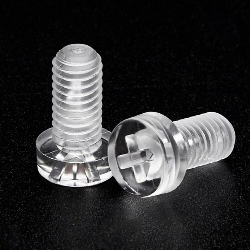 Transparent Nylon Phillips Round Head Machine Screws – M3 M4 M5 M6, PA66 Plastic, Fully Threaded