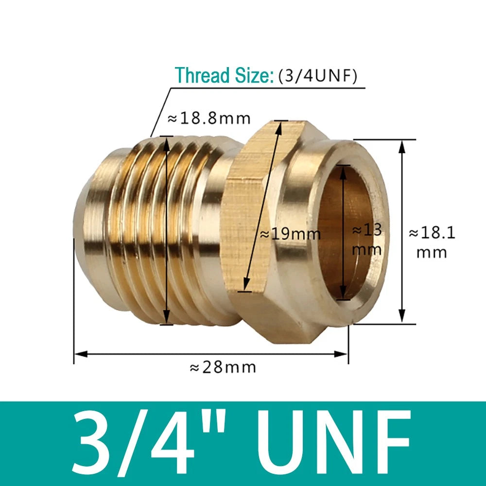 Brass Single Flare Fitting for Copper Refrigeration Tube — UNF Thread
