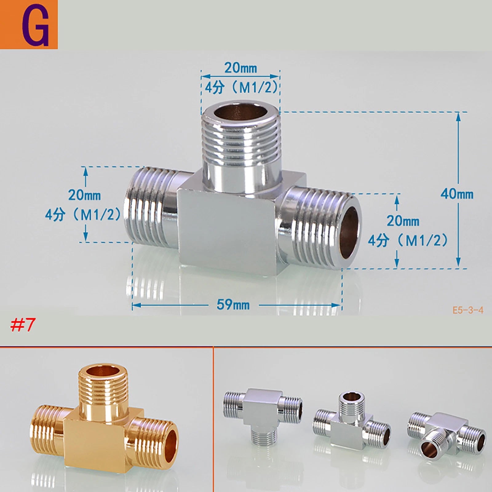 1/2" Chrome Brass Pipe Fittings – Tee & Elbow Connectors (Multiple Thread Types)