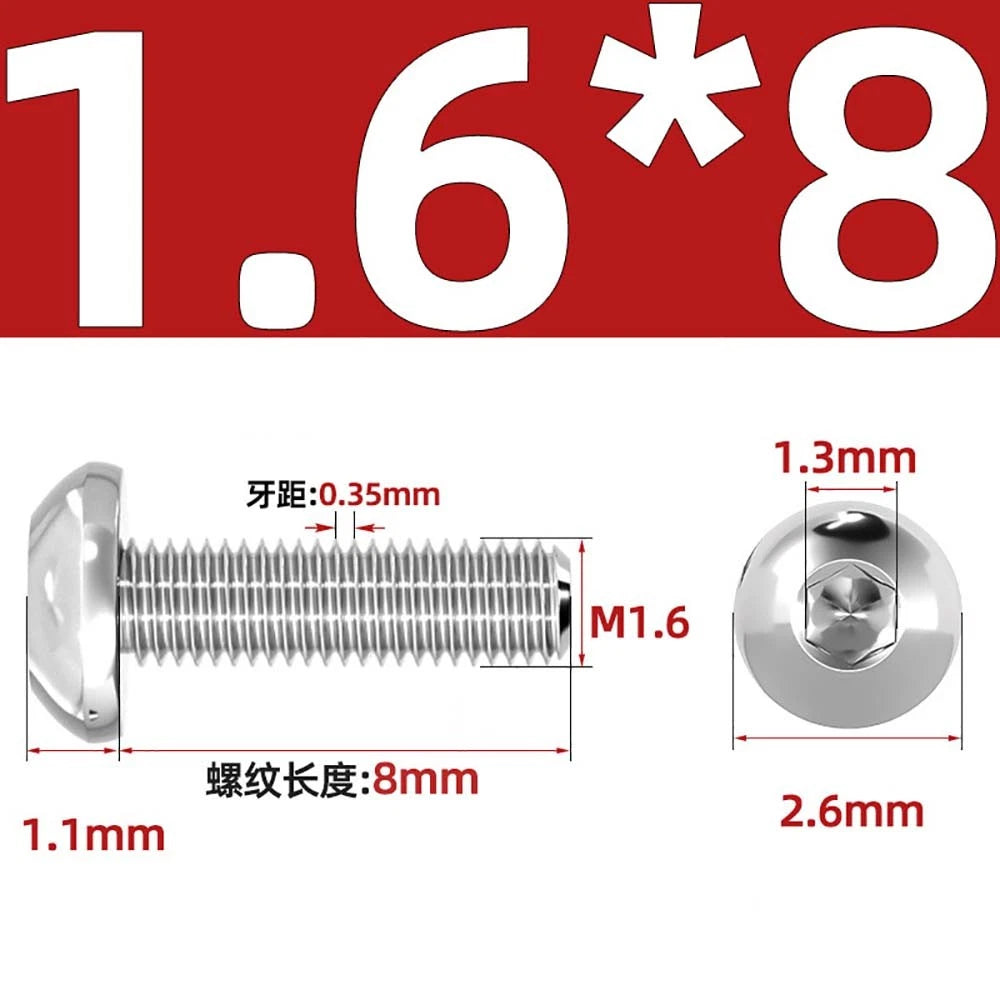 M1.6–M5 A2 Stainless Steel Button Head Socket Cap Screws – Round Pan Head, Hex Drive, Fully Threaded