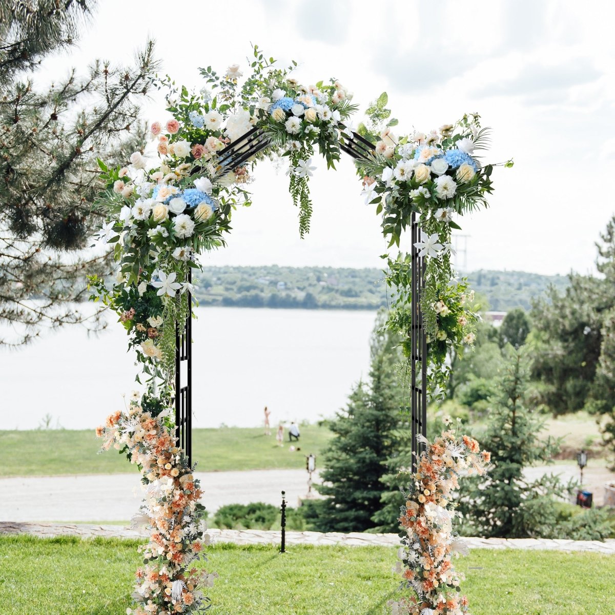 Metal Garden Arch with Adjustable Width W42.52''~W78.15'' Climbing Plants Support Rose Arch Outdoor Black - HomeDIYer