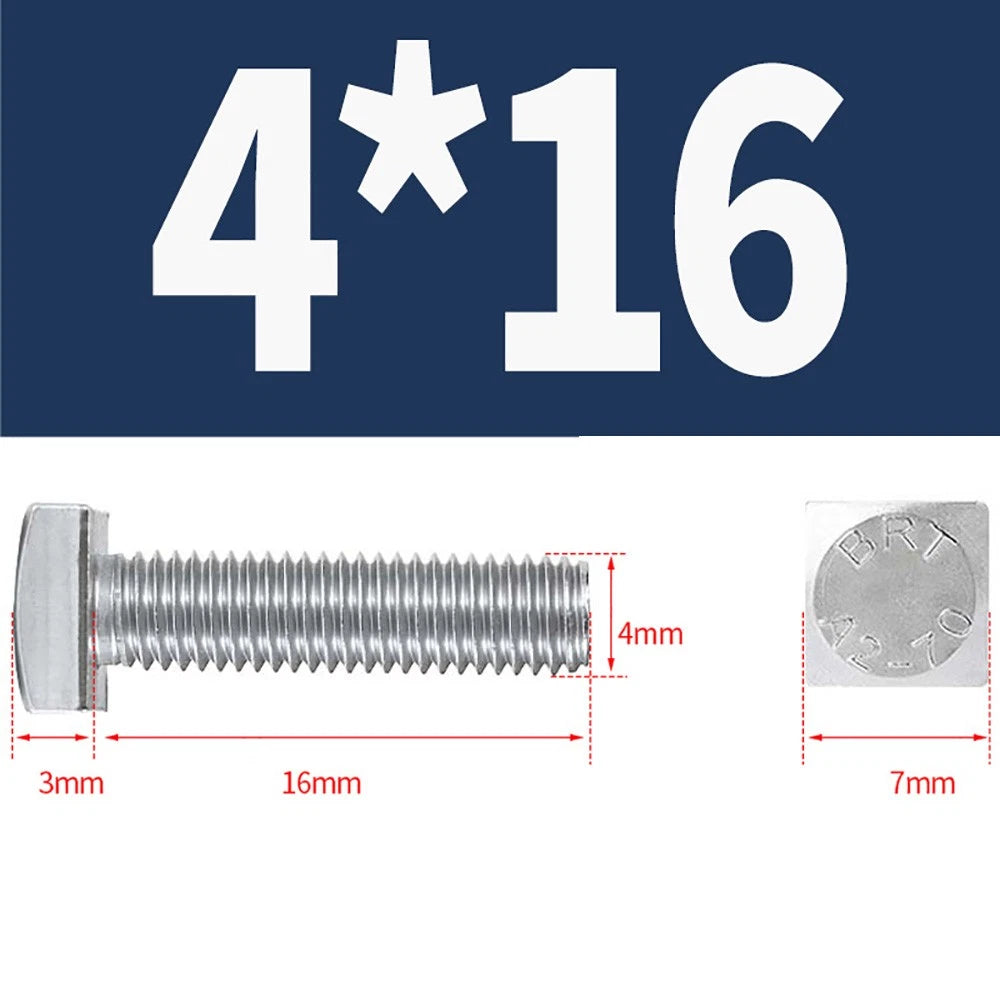 M4 M5 M6 Square Head Bolts Full Threaded – A2 304 Stainless Steel