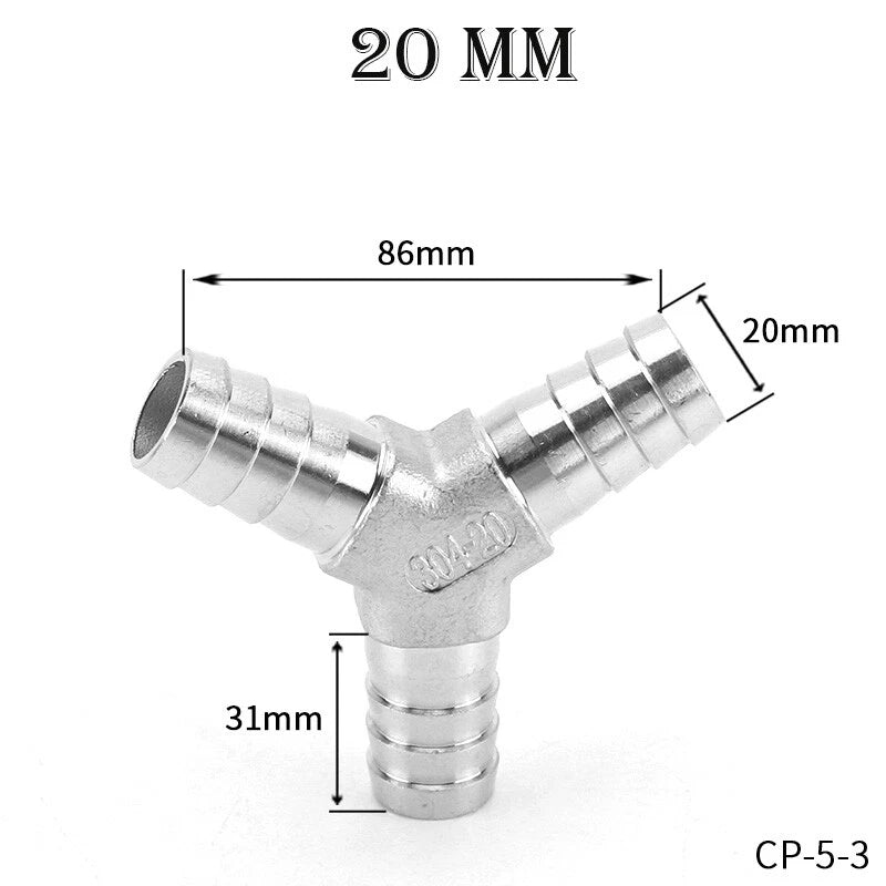 Y Piece Hose Joiner – Stainless Steel Barbed Connector for Air, Fuel & Water Lines