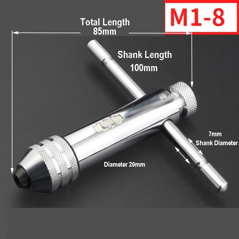 Ratchet Tap Wrench, Holder For Use With Hand Taps/Sets M1 - M8 & M5 - M12 Metric