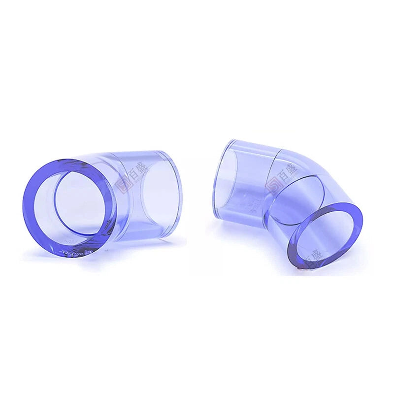 UPVC Clear 45° Elbow Plumbing Pipe Fittings For Aquarium & Fish Tank 20mm-110mm