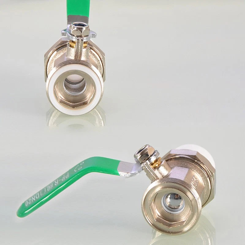 PPR Brass Ball Valves & Pipe Fittings 20–63mm | Green Handle | Multiple Types