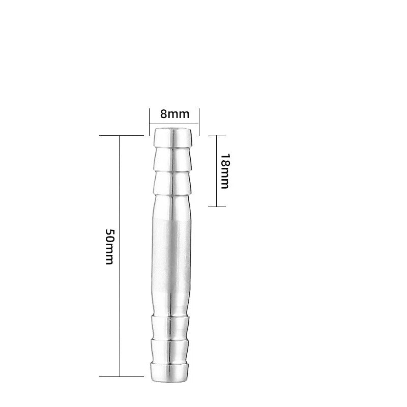 A2 Stainless Steel Straight Hose Joiner Barbed Connector — Sizes 6mm–41mm