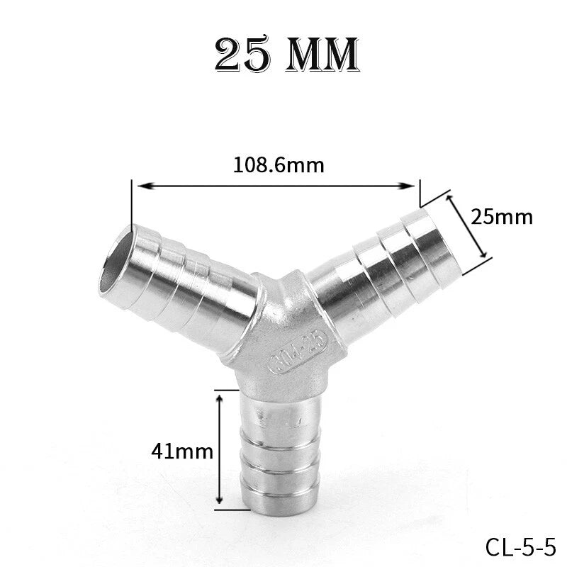 Y Piece Hose Joiner – Stainless Steel Barbed Connector for Air, Fuel & Water Lines