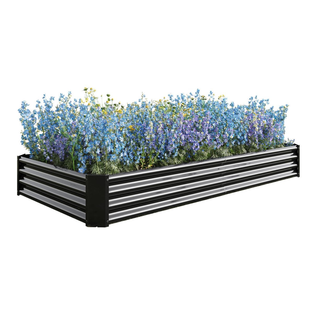 Raised Garden Bed Kit - Metal Raised Bed Garden Flower Planters, Vegetables Herb Black Green Silver - HomeDIYer