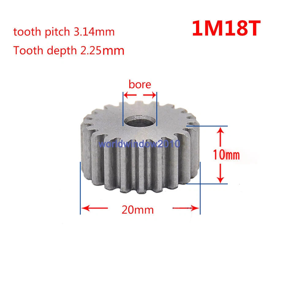 45# Steel Spur Gear 1M12T-1M100T Metal Mod 1 Pinion Gear 12-100 Tooth Moter Gear