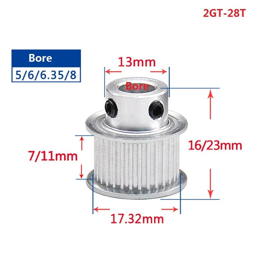 2GT 16-110Teeth Timing Belt Pulley Pitch 2mm Width 7mm For 3D Printer CNC Drive