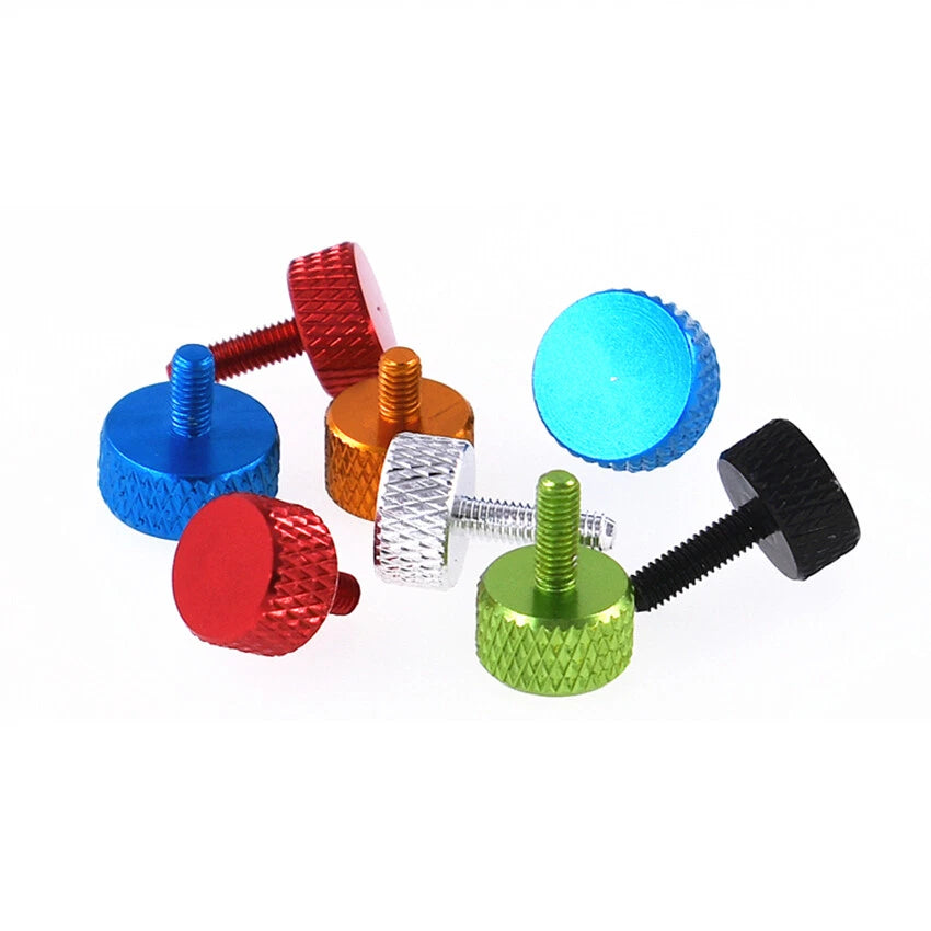 M3 Coloured Aluminum Knurled Thumb Screws – Flat Head Hand Grip Bolts