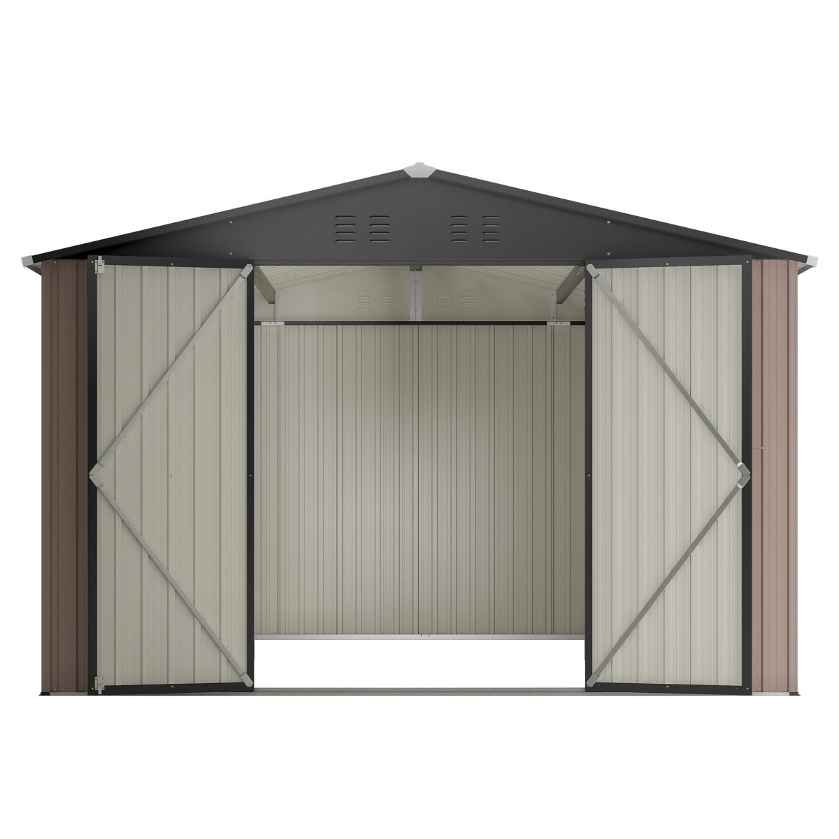 10' x 10' Metal Storage Shed for Ourdoor, Steel Yard Shed with Design of Lockable Doors, Utility and Tool Storage for Garden, Backyard, Patio, Outside use - HomeDIYer