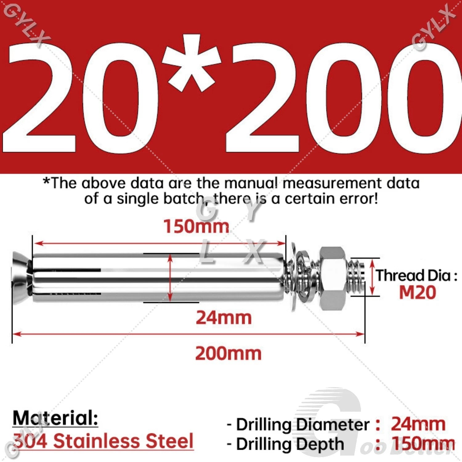 Concrete Expansion Bolts Wall Anchor Screws — M6 to M20 | Stainless Steel & Zinc Plated