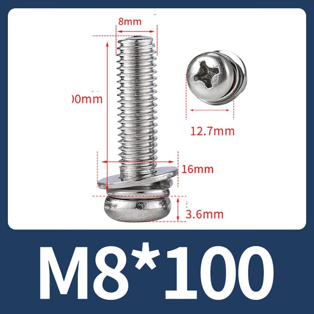 M2–M10 Phillips Button Head Machine Screws — 304 Stainless Steel - HomeDIYer