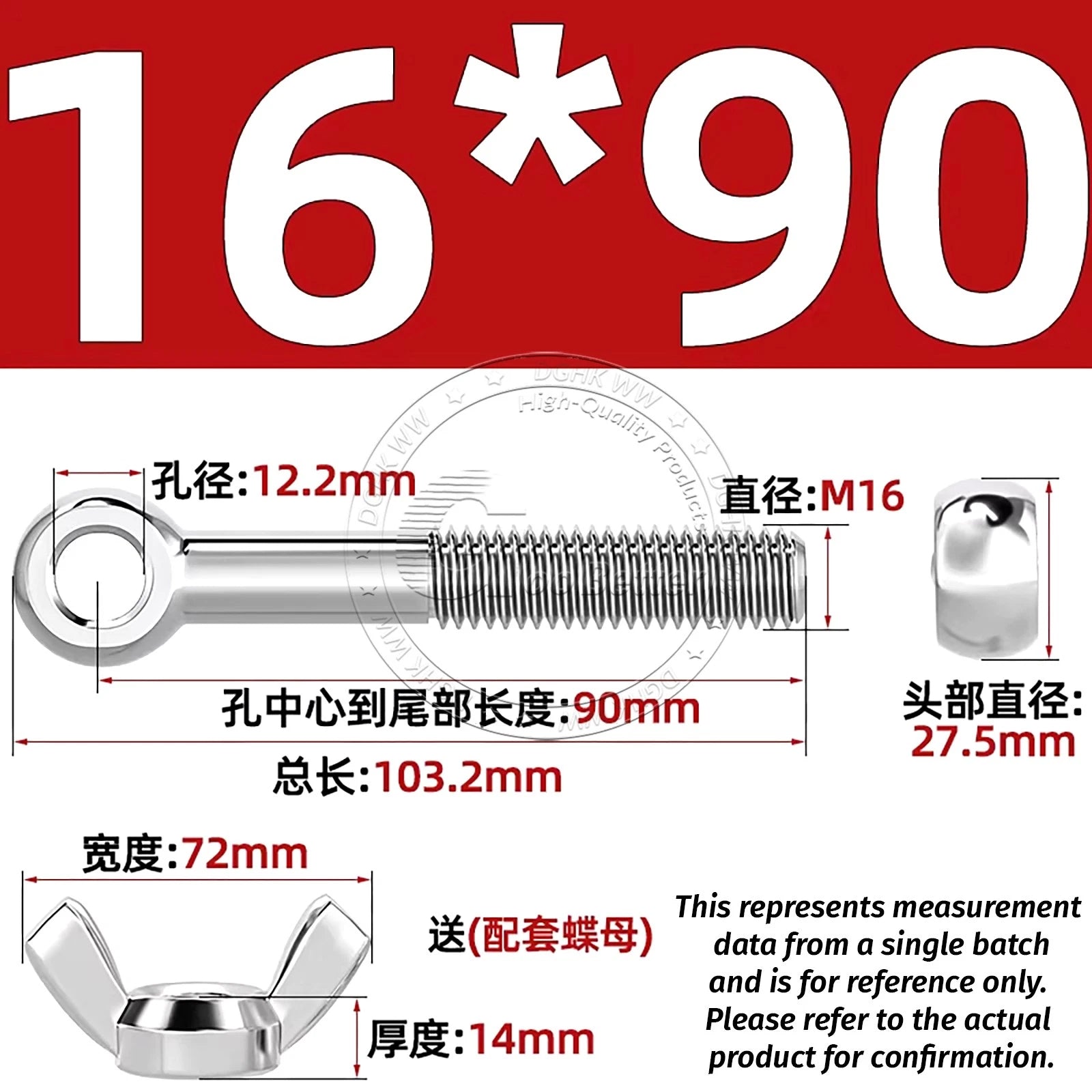 Eye Bolts with Nut — Forged Stainless Steel Threaded Ring Hanging Screws