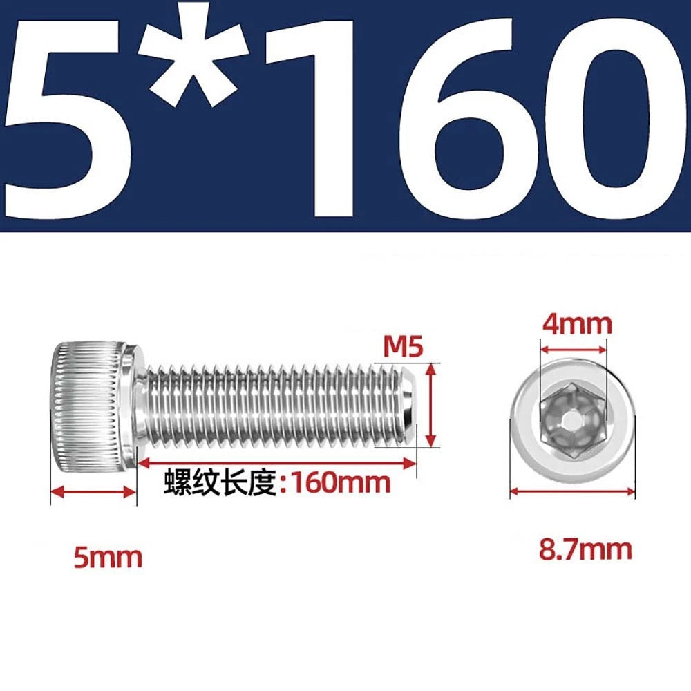 M3 M4 M5 Socket Head Cap Screws – A2 Stainless Steel, High Strength & Corrosion Resistant