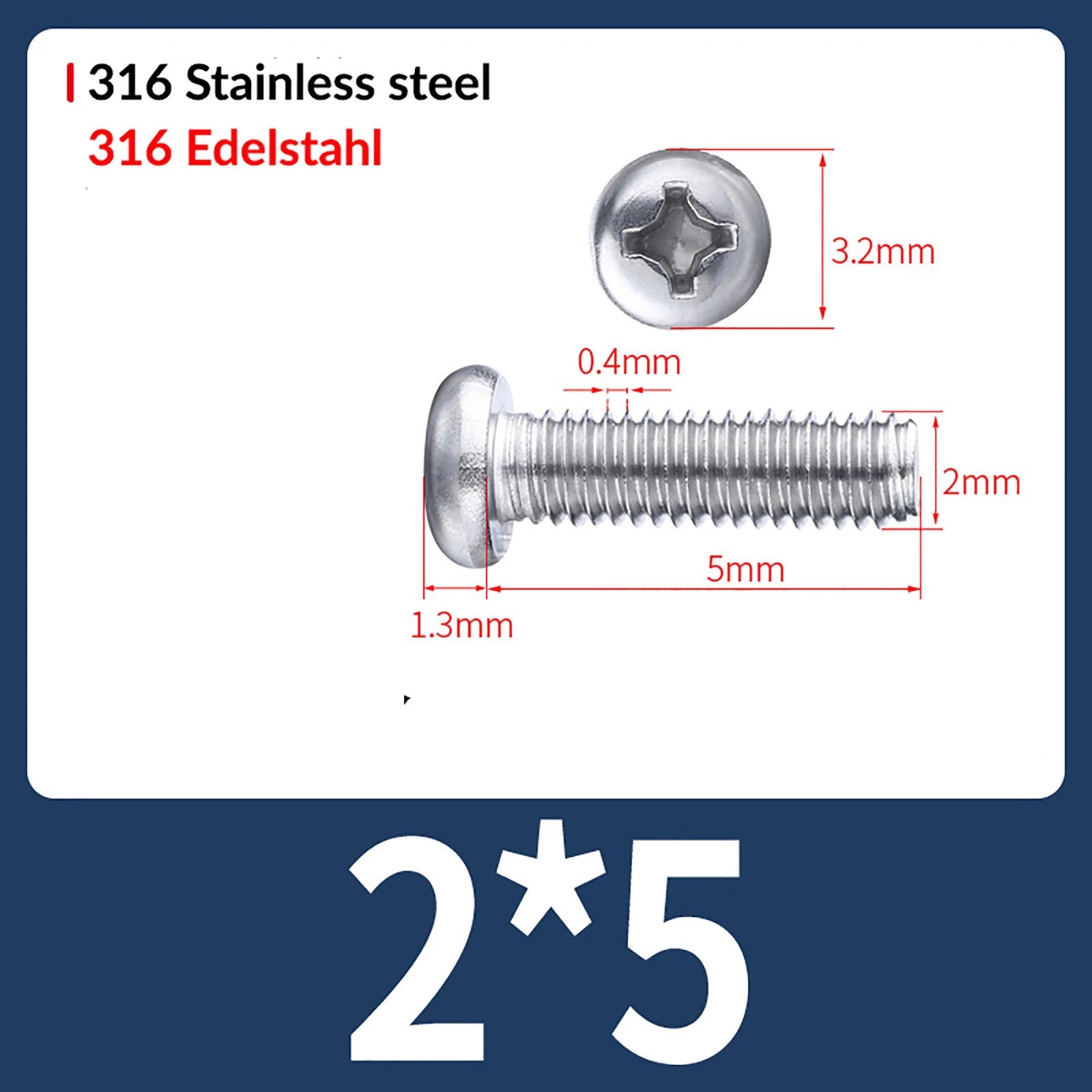 M2 M3 M4 M5 M6 M8 A4 Stainless Steel Phillips Pan Head Machine Screws – DIN 7985, Fully Threaded (4–80mm)