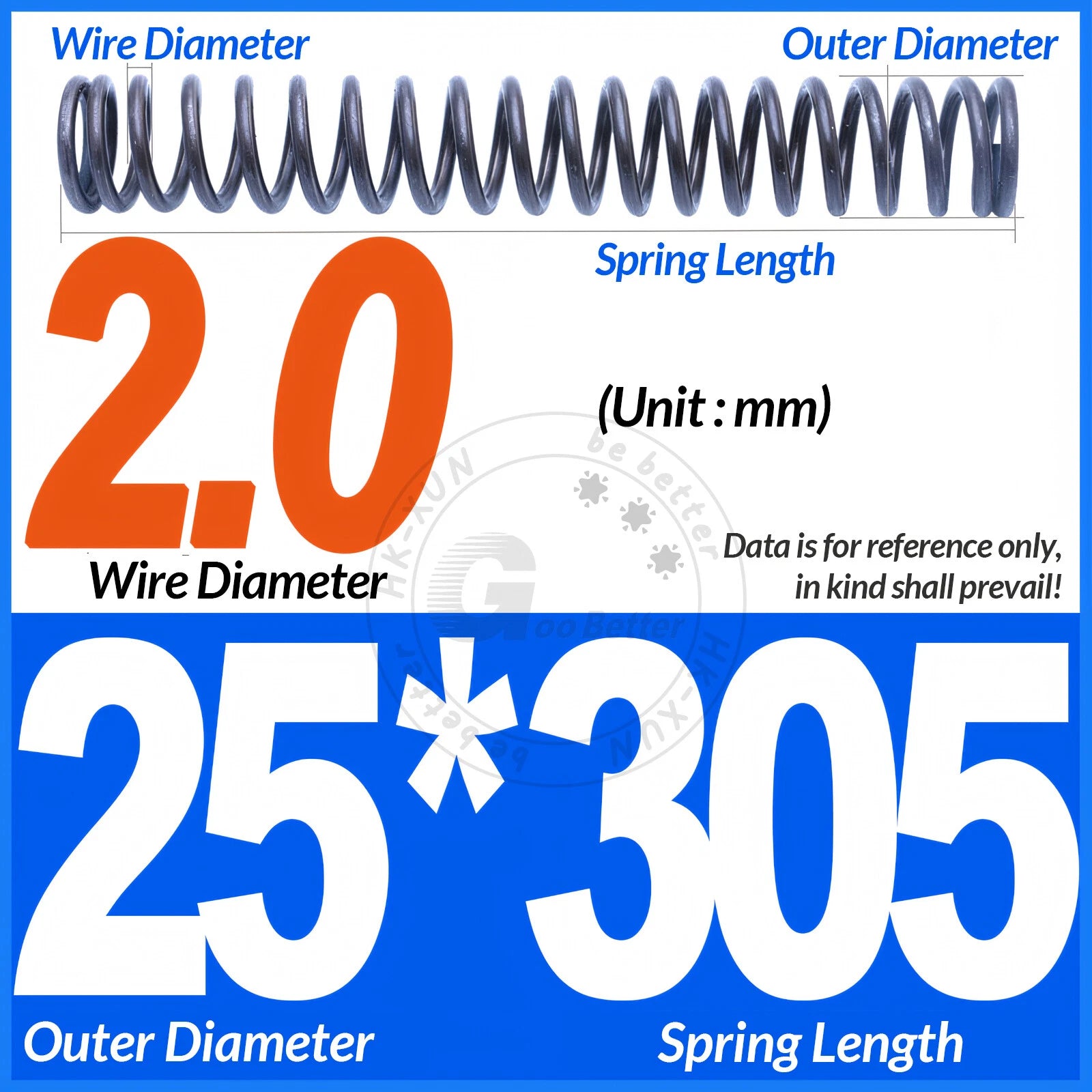 Length 305mm Compression Spring Pressure Springs OD 3-60mm Wire Dia 0.3mm-6.0mm