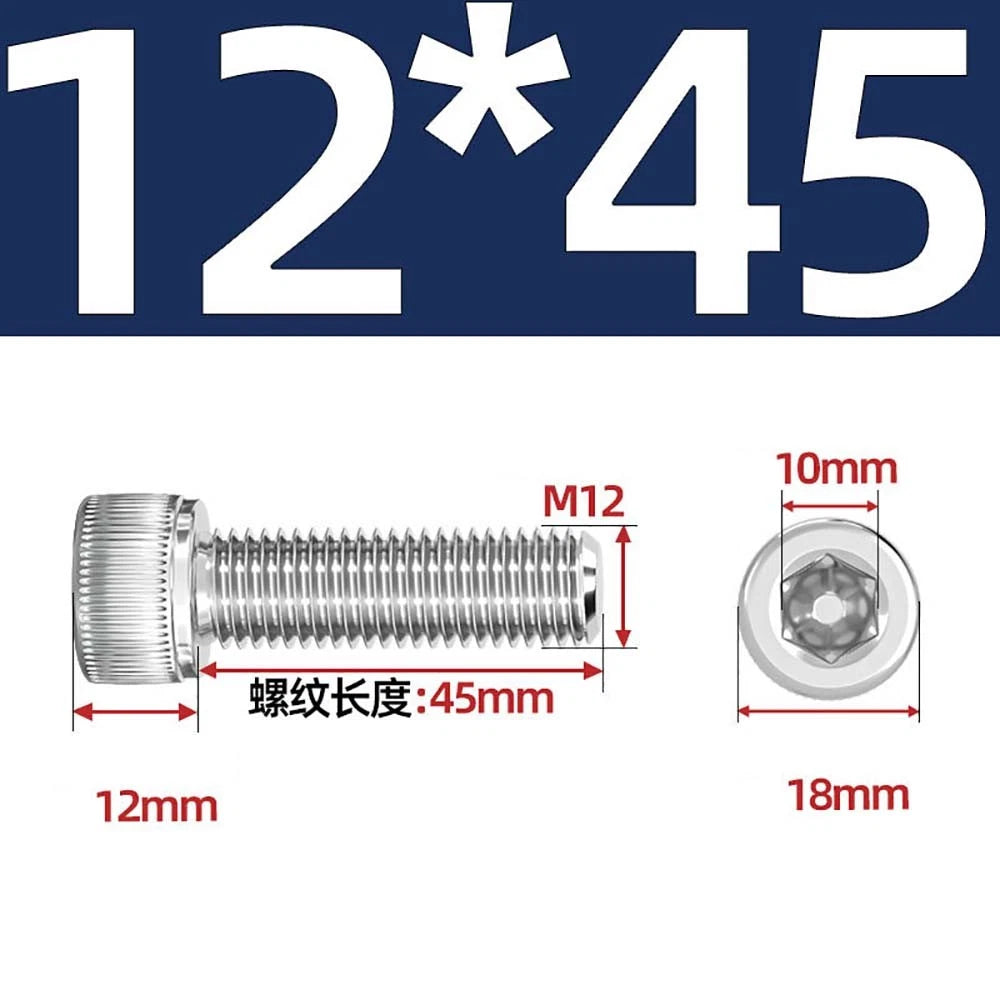 Socket Head Cap Screws – A2 Stainless Steel, M6 to M24, Hex Drive (DIN 912)