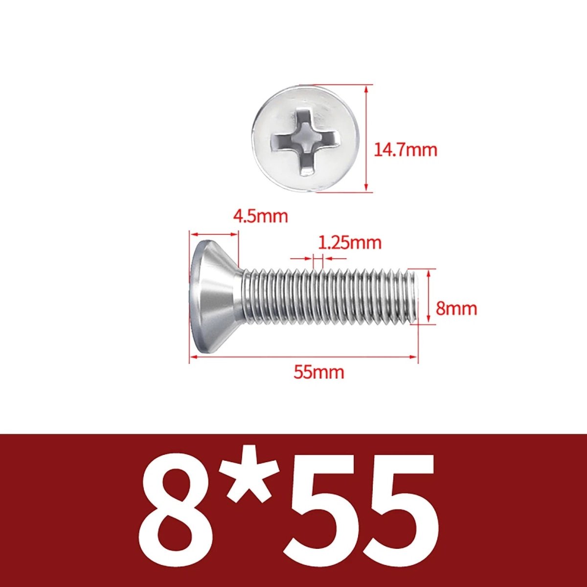 M3–M10 Phillips Countersunk Machine Screws – A2 Stainless Steel, Flat Head, Fully Threaded (3–100mm Overall Length) - HomeDIYer