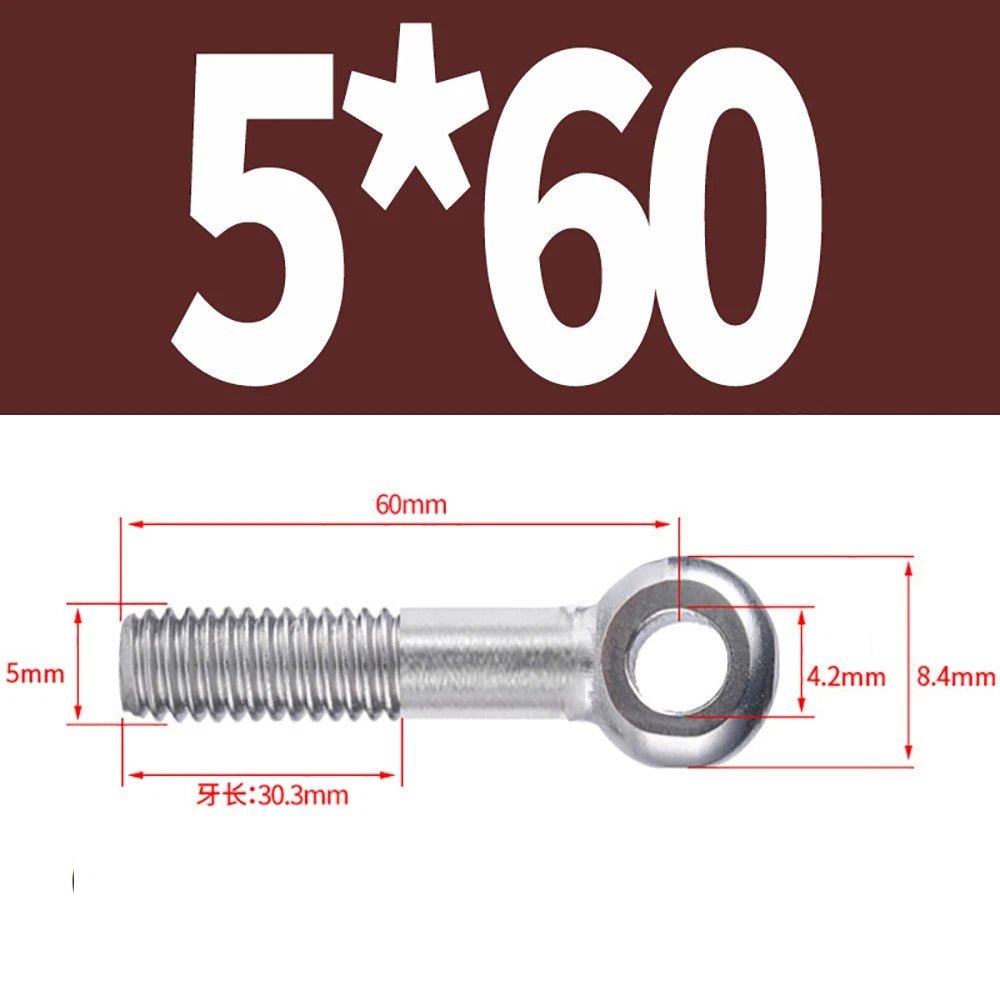 M5 - M24 A2 304 Stainless Steel Partially Threaded Forged Eye Bolts with Rings for Wire Rope & Hanging - HomeDIYer