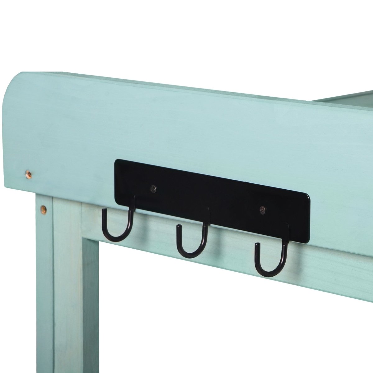 65" Large Wooden Farmhouse Rustic Outdoor Potting Bench Table, Patio Workstation, Garden Potting Bench with 4 Storage Shelves and Side Hook,Green - HomeDIYer