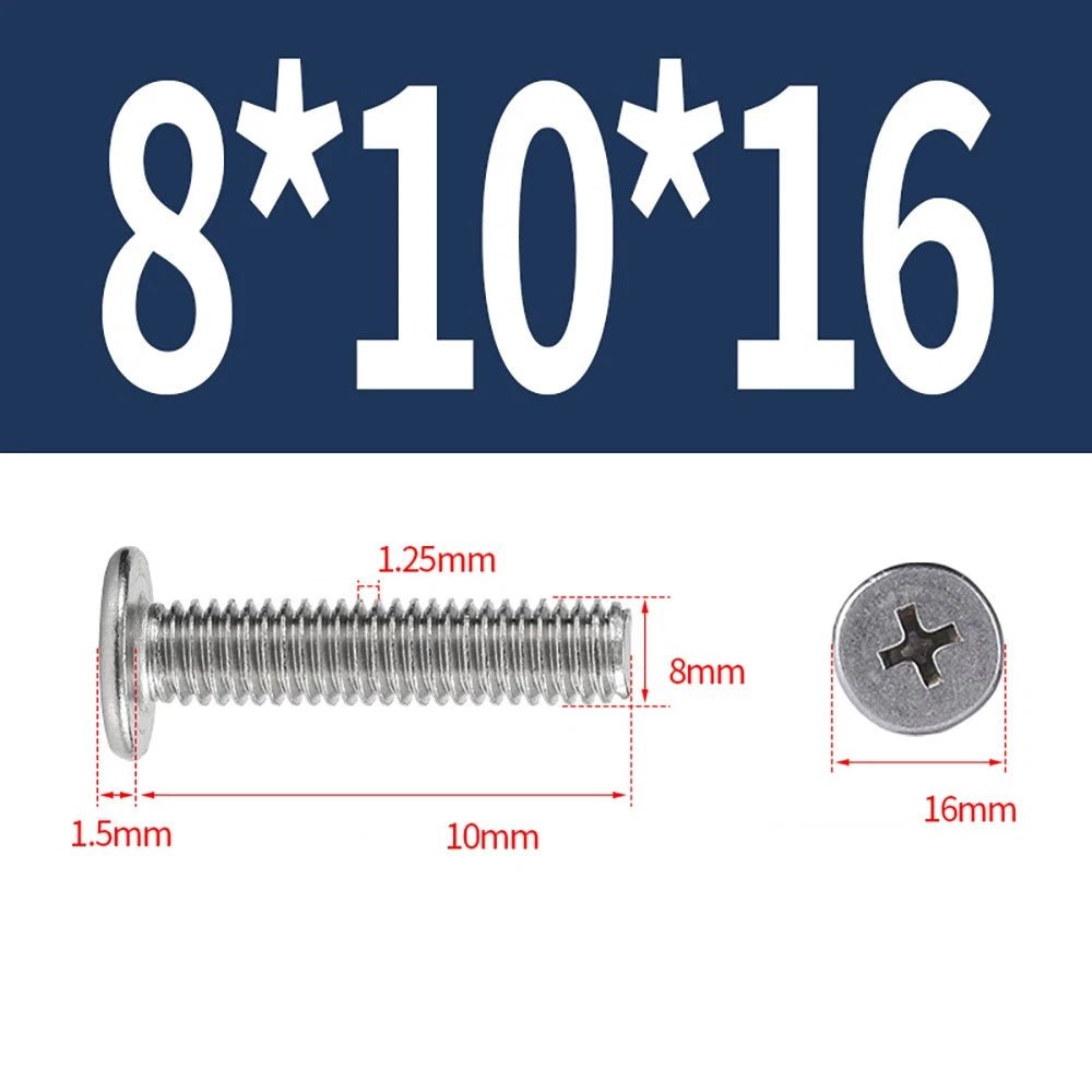 M8 White Phillips Countersunk Screws A2 Stainless Steel | 16mm Head - HomeDIYer