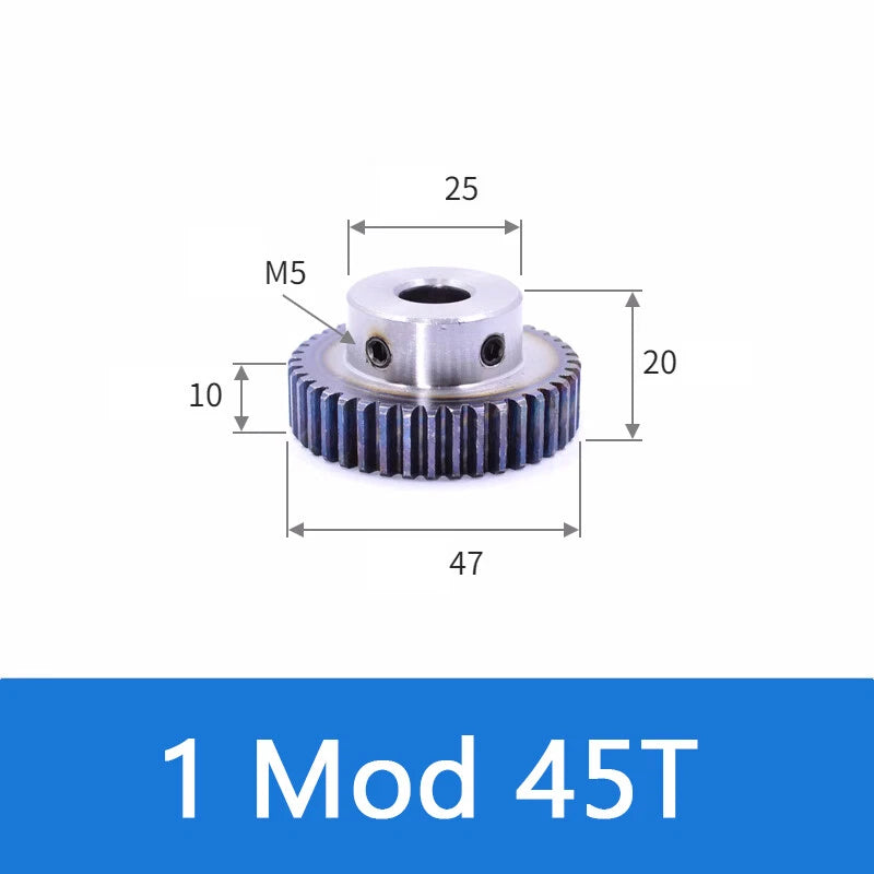 Spur Gears 1 Mod Transmission Gear With Step 45# Steel Pinion Motor Gear 12T~52T