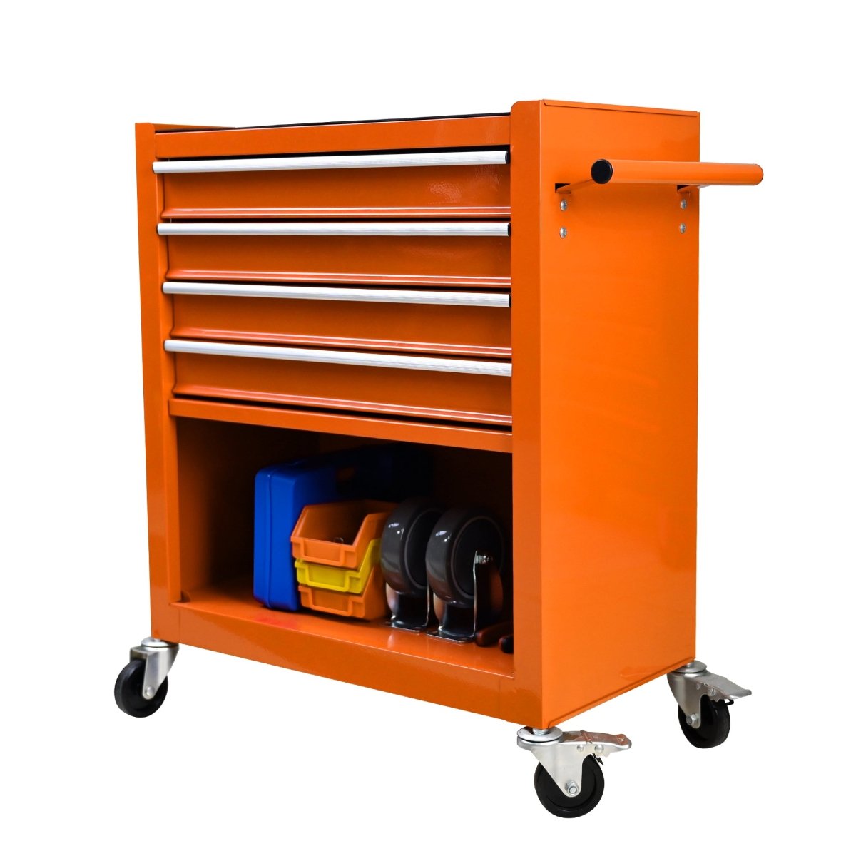 4 Drawers Multifunctional Tool Cart With Wheels - Orange - HomeDIYer