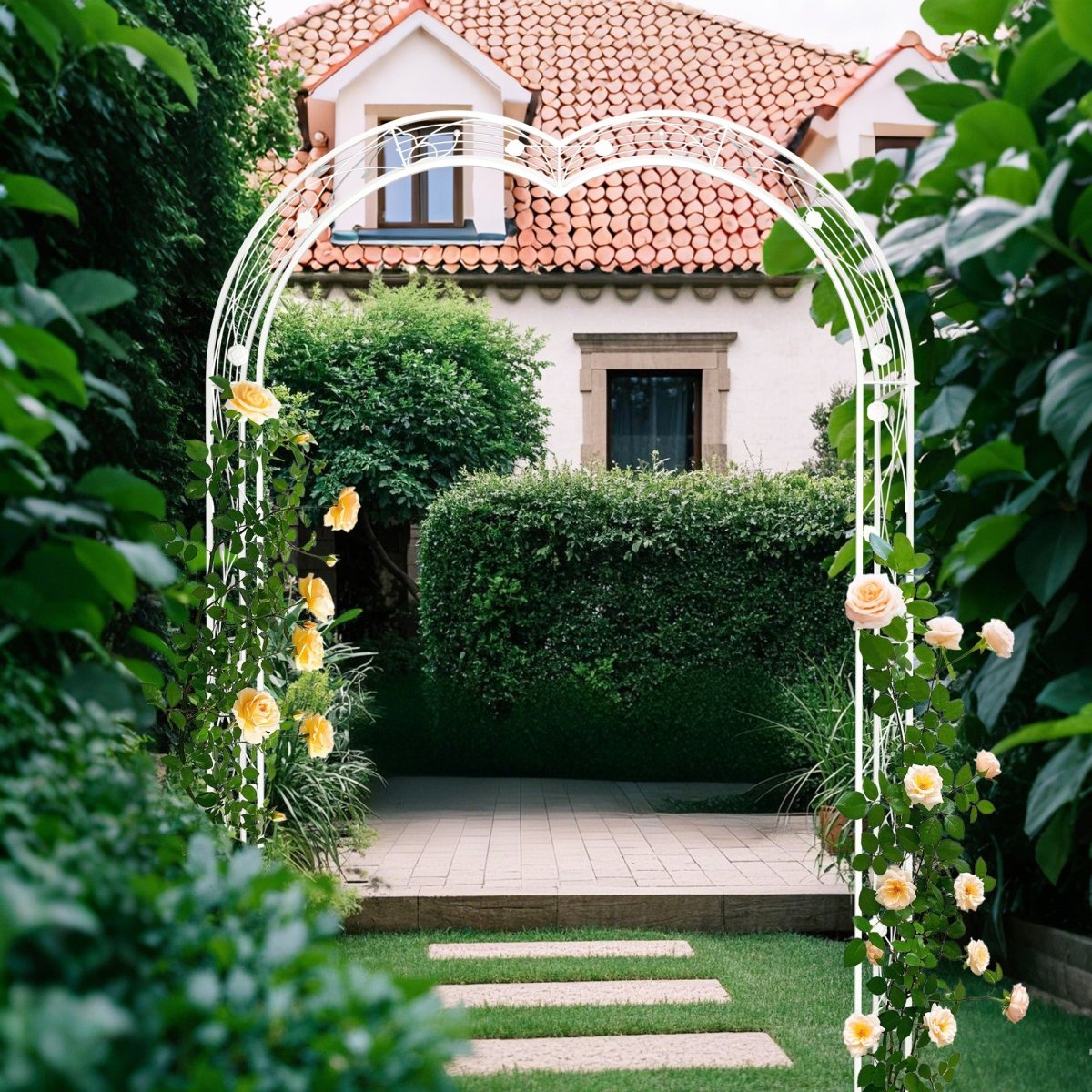 Metal Garden Arch Assemble Freely with 8 Styles Garden Arbor Trellis Climbing Plants Support Rose Arch Outdoor Arch Wedding Arch Party Events Archway Cream White - HomeDIYer