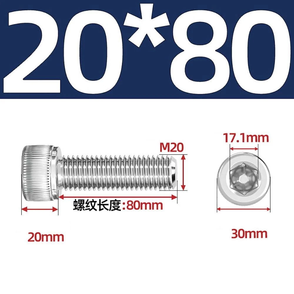 Socket Head Cap Screws – A2 Stainless Steel, M6 to M24, Hex Drive (DIN 912)