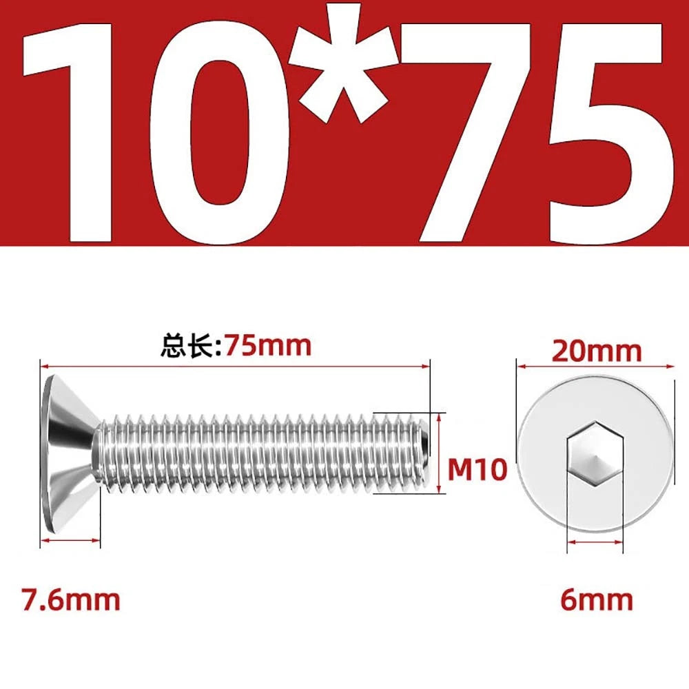 Countersunk Hex Socket Screws – A2 Stainless Steel, M2 to M16, DIN 7991, Fully Threaded