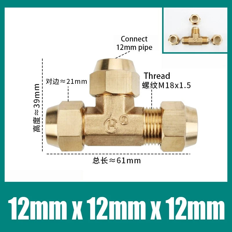 Brass Compression Tee Fitting — Male T-Piece Connector for Copper & Plastic Pipe