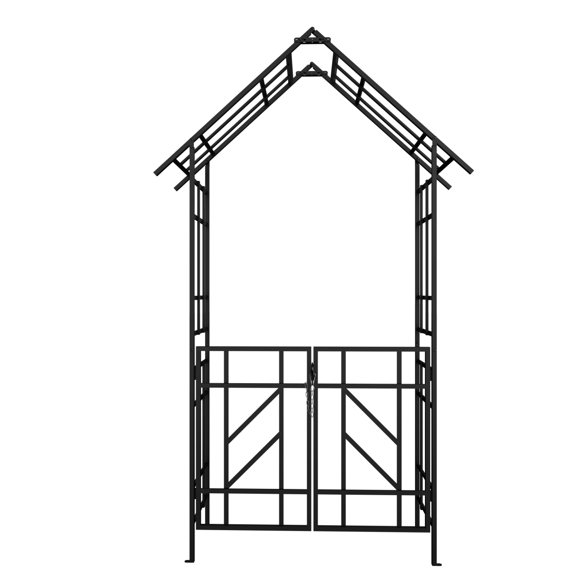 Metal Garden Arch with Gate W58.07*H97.24 Climbing Plants Support Rose Arch Outdoor Black - HomeDIYer