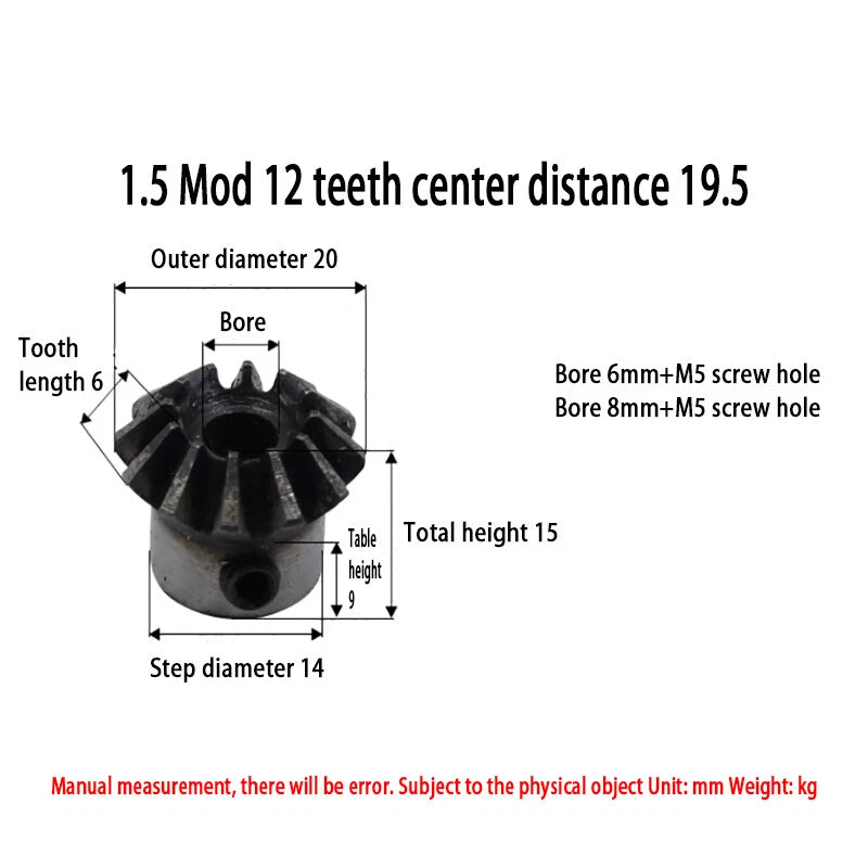 0.5/1/1.25/1.5/2 Mod Bevel Gear 12-40 Teeth Transmission Gears Bevel Teeth 90°