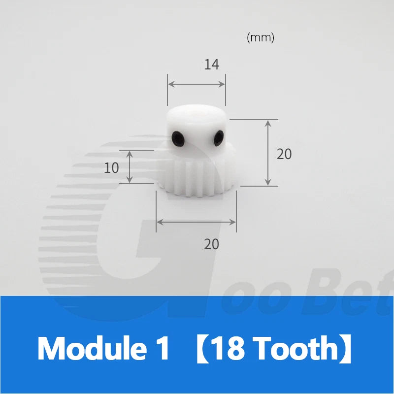 Module 1 Spur Gear POM Plastic 15-40 Tooth with Hub Bore 4-16mm Precision White