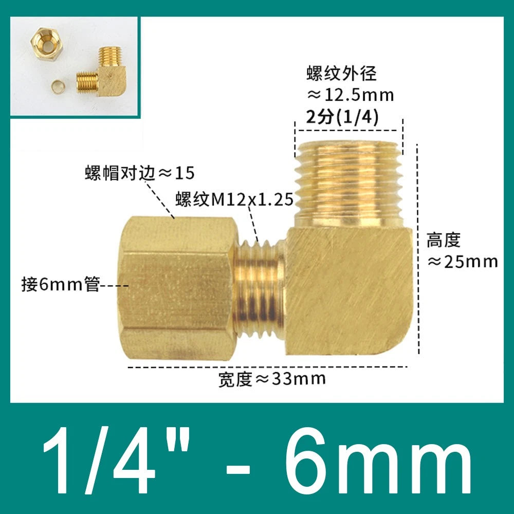 Brass Compression 90° Elbow Fittings for 6–12mm Copper Tube | Ferrule Connector