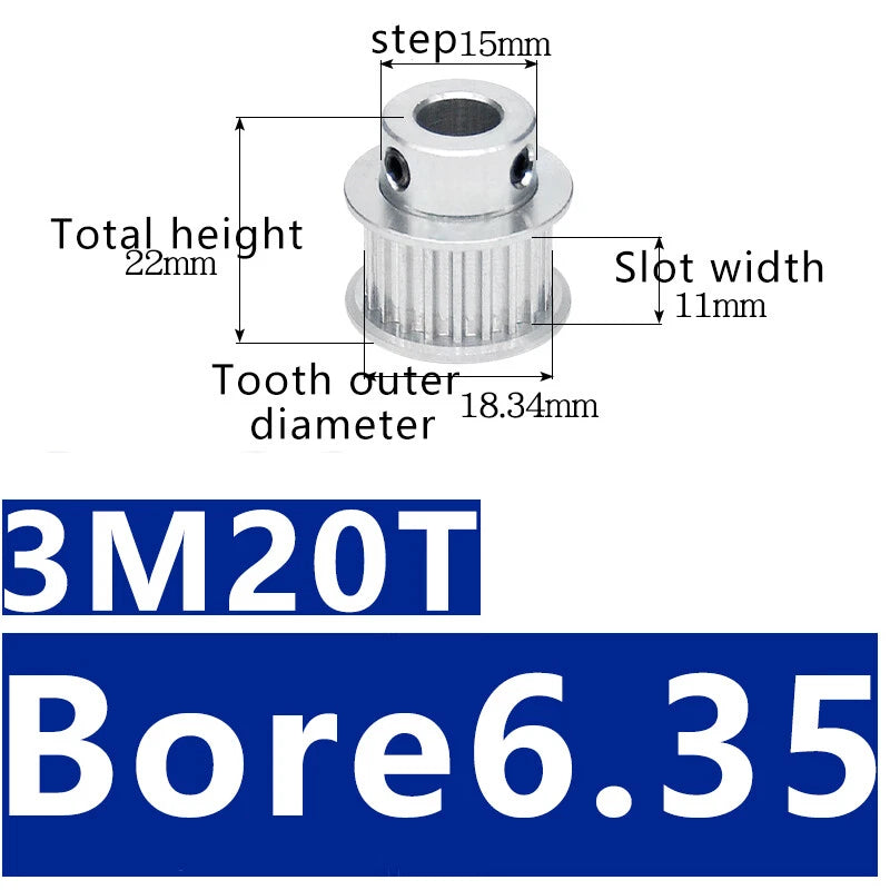 3M 20T~120T Synchronous Wheel Timing Belt Pulley With Step For 10 mm Width Belt