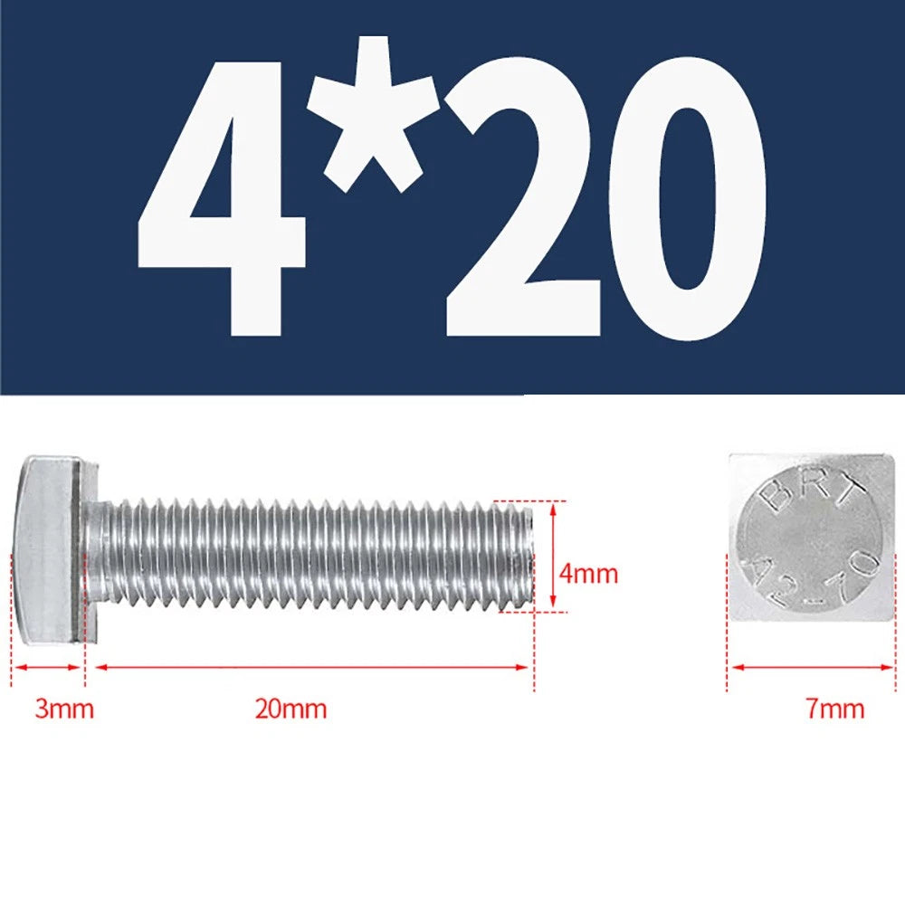 M4 M5 M6 Square Head Bolts Full Threaded – A2 304 Stainless Steel