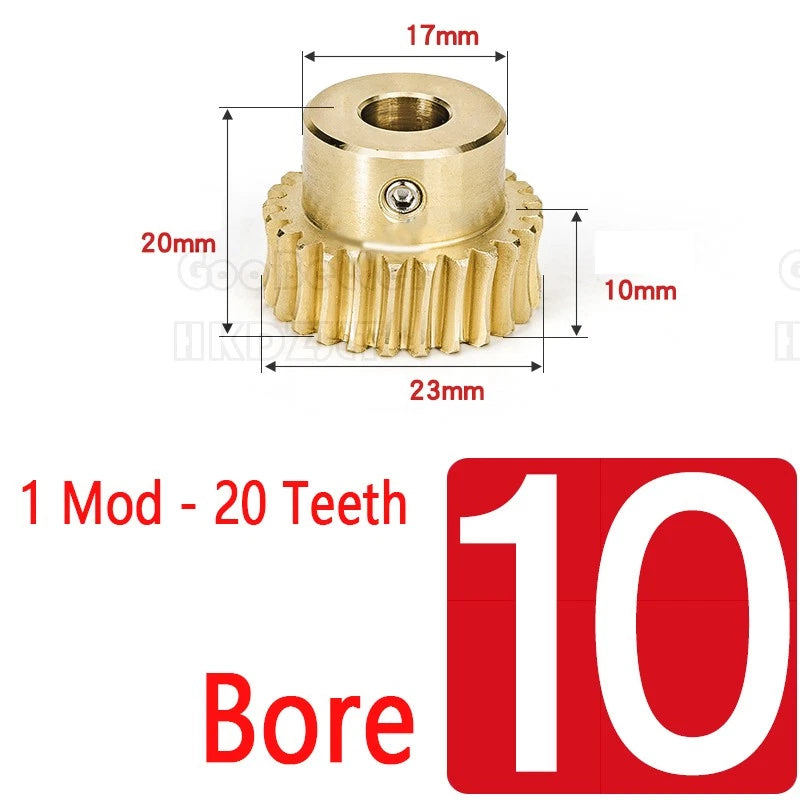 1 Modulus 20 Teeth Brass Worm Wheel Gear 1:20 Transmission Gear,Worm Rod Shaft