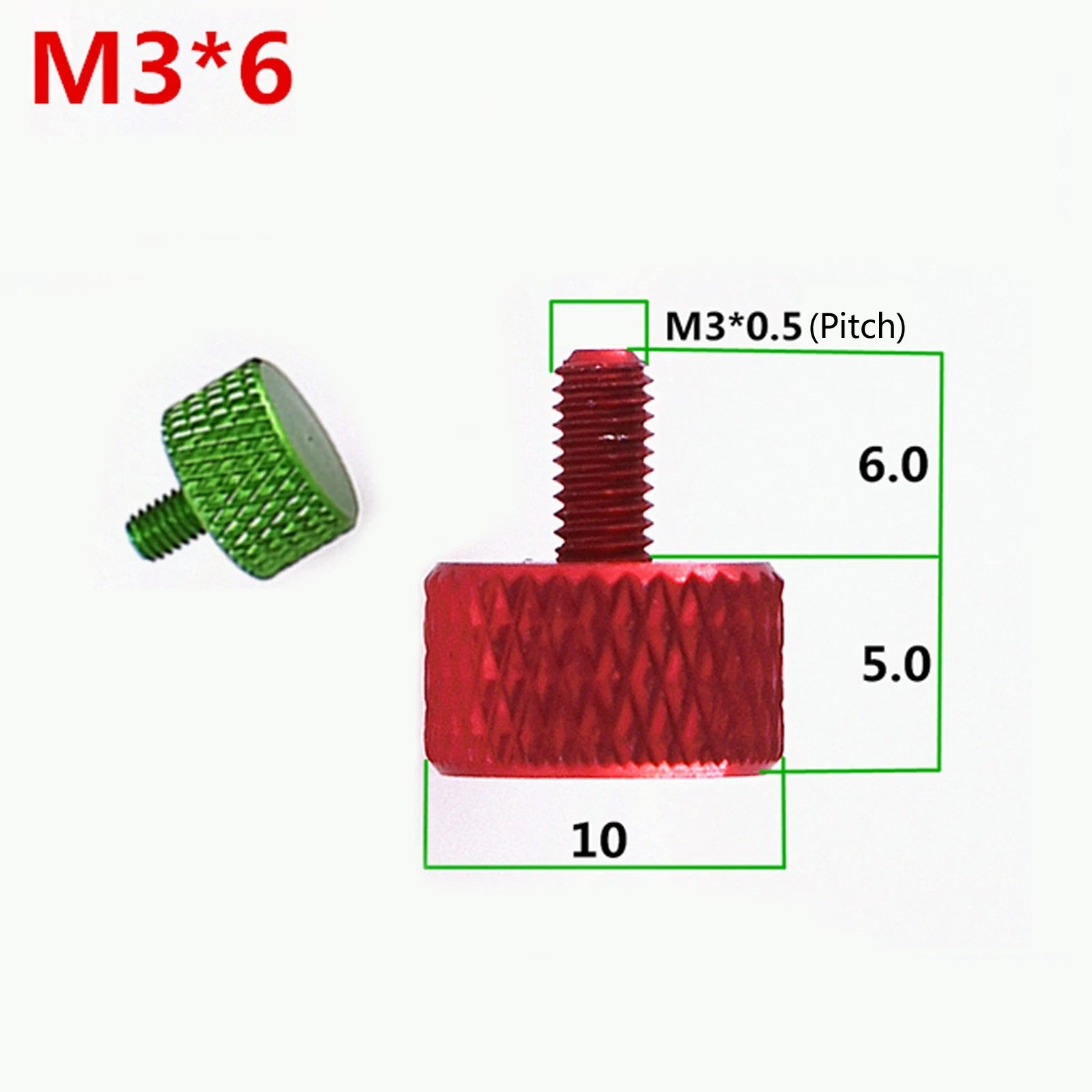 M3 Knurled Thumb Screws – Aluminum Alloy, Anodized Colors, M3×5mm to M3×50mm